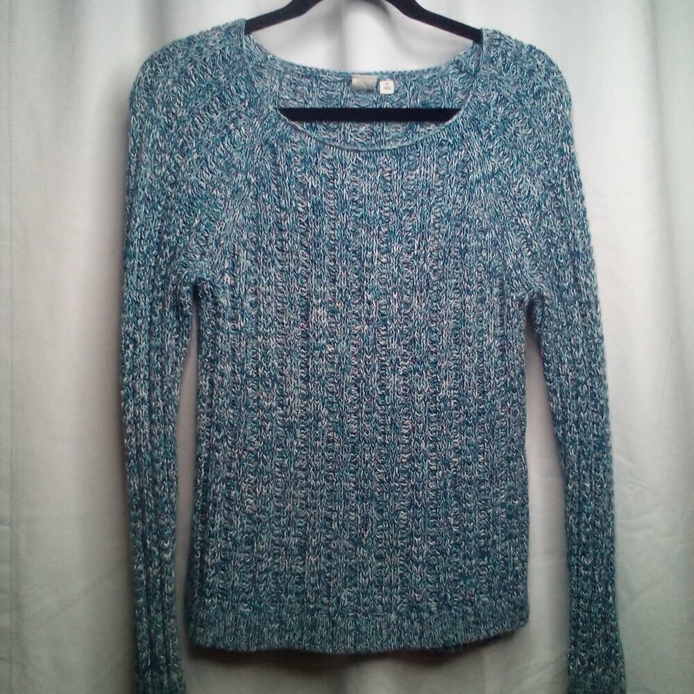 Gap Pullover Sweater XS Women Long Sleeve Cable Knit Blue Green